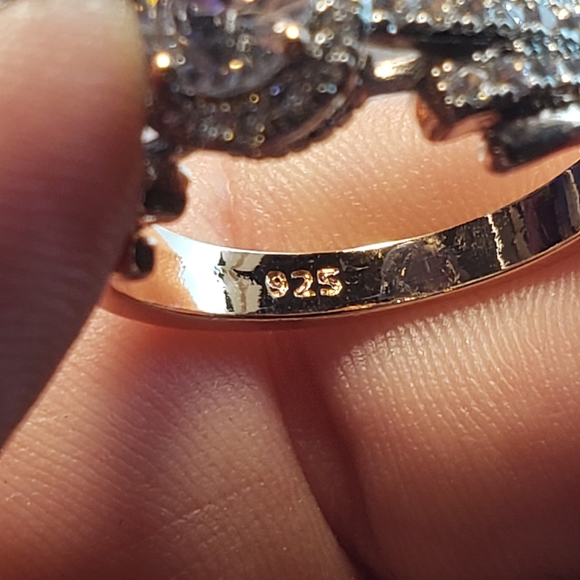 NWT 1 CZ WHITE GOLD W ROSE GOLD TRIM sterling silver gold  CZ Ring - Picture 8 of 15